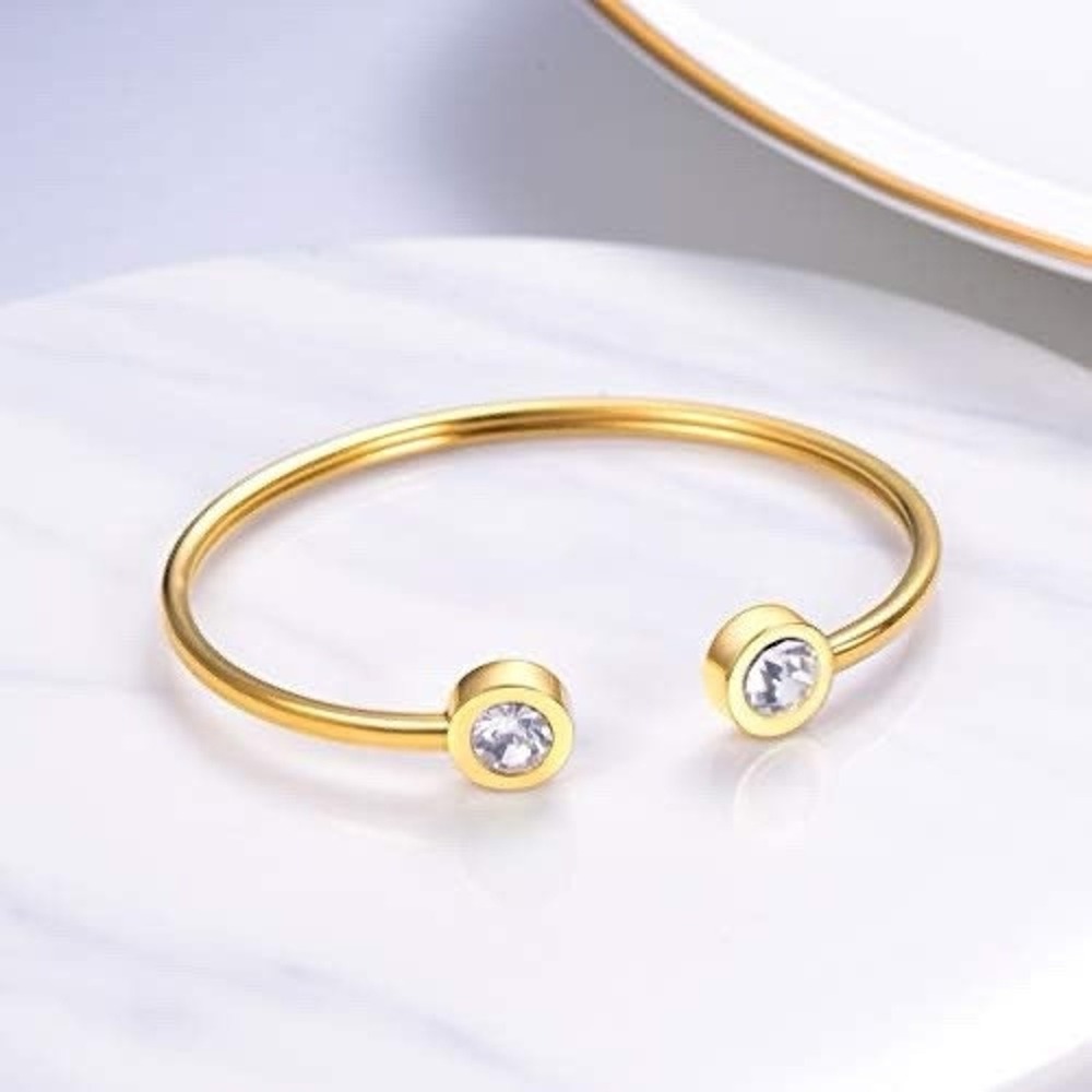 Dainty Gold‎ Bangle Cuff Bracelet 18K Gold Played Stainless Steel